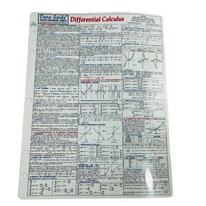 Vintage Differential Calculous Data Cheat Sheet Guide Plastic Reference Chart u
